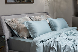 Комплект постельного белья "Нувола" бирюзовый евро с наволочками 70х70см